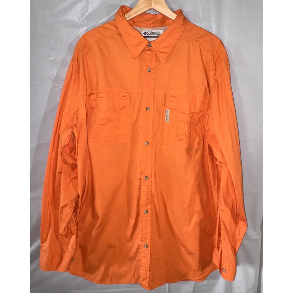 Columbia Mens XL Orange Omni-Shade Long Sleeve Vented Fishing Shirt Outdoors